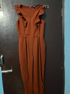 Chic Rust Ruffle Jumpsuit