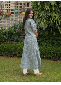 Cotton Zig Zag Printed A-Line Kurta