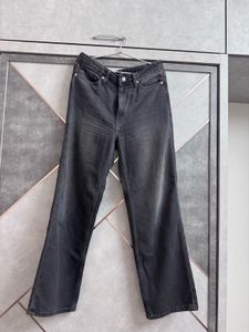 Divided H&amp;M Stylish Wide-Legged Charcoal Jeans