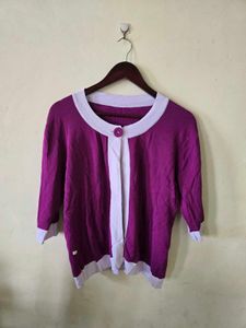 Stylish Purple &amp; White Cardigan