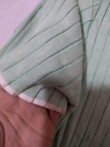 Mint Green Button-Up Knit Top