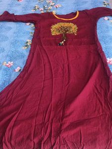 Maroon Anarkali Kurta with Tree Embroidery