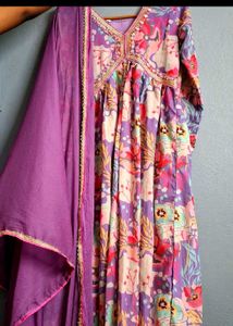 Vibrant Floral Kurta Set with Dupatta