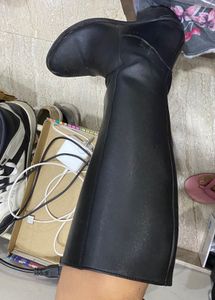 Classic Black Leather Knee-High Boots