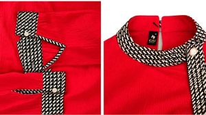 Chic Red Long Sleeve Top with Bow Detail