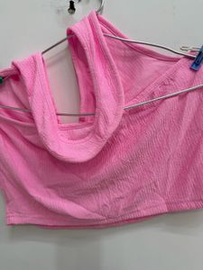 Shein Textured Halter Neck Crop Top