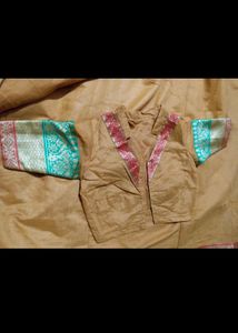 Vibrant Orange Saree with Green Border