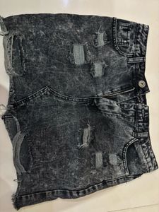 Distressed Acid Wash Denim Shorts