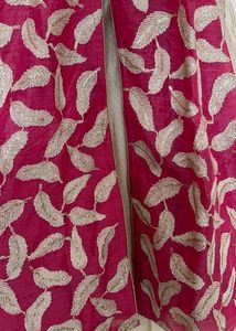 Pink &amp; Silver Leaf Embroidered Indian Dress