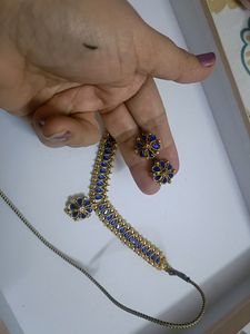 Beautiful Blue Jewellery Set Earrings &amp; Neck Piece