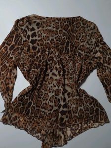 Y2K Leopard Print Flowy Blouse