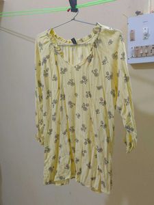 Yellow Floral Print Blouse