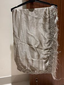 Elegant Metallic Saree with blouse Fringe