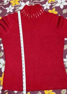 Sparkly Red Turtleneck Top