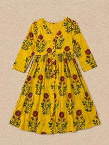 Mustard Yellow Floral Cotton Dress🌻