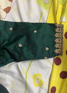 Green pattu maggam work blouse