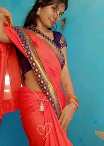 Vibrant Orange Saree with Embellished Border