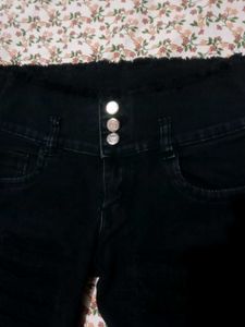 Black High-Waisted Ripped Jeans
