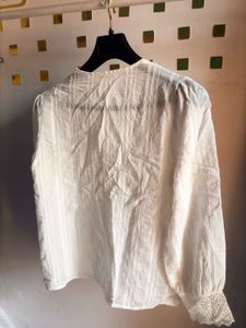 Korean Cream Lace Detail Blouse