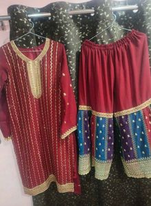Elegant Red Kurta with Palazzo Set