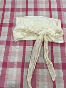 Cream Linen Crop Top Blouse Size Eur S