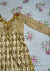 Elegant Gold &amp; Red Kurta Set