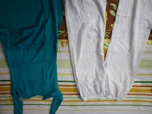 Beautiful Teal Kurta Set with White Palazzo