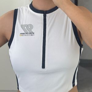 H and M White &amp; Black Cropped Sporty Top