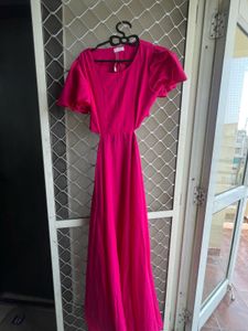 Vibrant Pink Cut-Out Maxi Dress