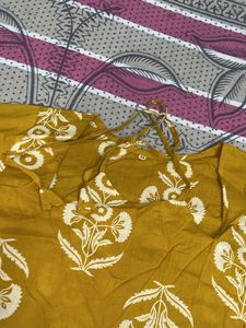 Mustard Block Print Kurta