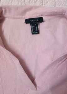 Pink Collared V-Neck Top