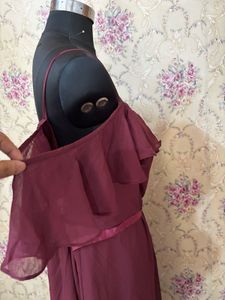 3XXL Elegant Burgundy Maxi Dress