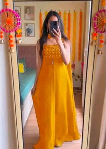 Yellow Embroidered Kurta Set with Dupatta
