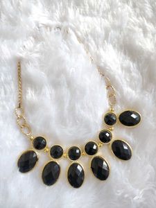 Elegant Black Stone Statement Necklace
