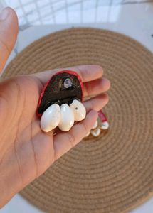 Ethnic fabric Shell Earrings