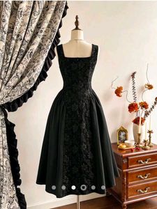 Square Neck Vintage-Style Jacquard A-Line Dress