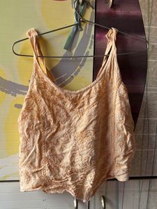 Light Peach Embroidered Tank Top