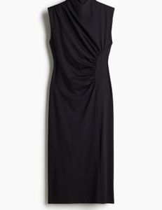 H&amp;M Chic Black Ruched Maxi Dress
