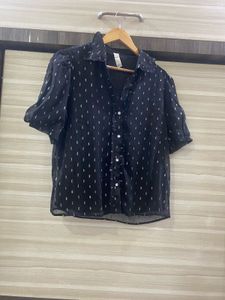 Kazo Sheer Black Button-Down