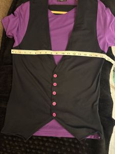 Goth Vest Over Purple Tee