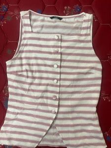Striped Square Neck Sleeveless Top
