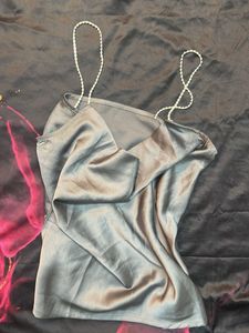 Satin Cami with Pearl Straps