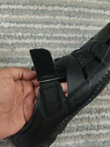 Men's Black Leather Sandals