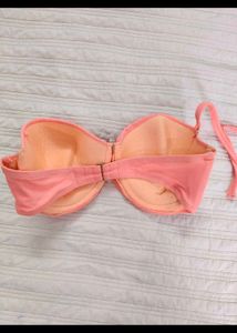 Coral Bikini Top with Rhinestone Detail