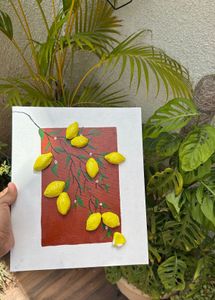 Handmade 3d Lemon Branch Artwork Acrylic painting