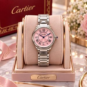 Cartier Pink Dial Stainless Steel Watch