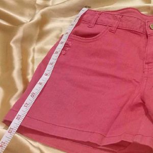 Coral Denim Shorts