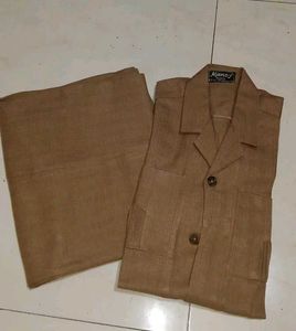 Men's Brown Kurta Set (safari suit)