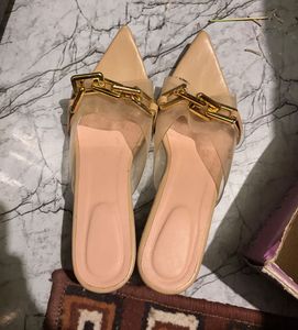 beige transparent heels