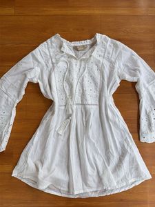 Boho White Embroidered Tassel Kurta
